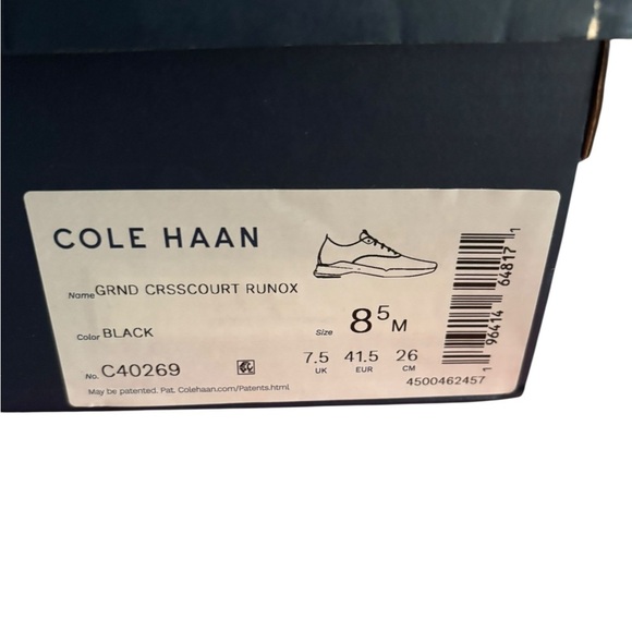 Cole Haan Grand Crosscourt Runox Sneaker Black Leather Size 8.5 - Picture 9 of 9